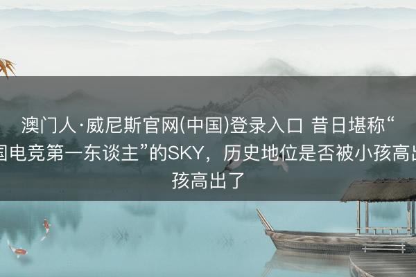 澳门人·威尼斯官网(中国)登录入口 昔日堪称“中国电竞第一东谈主”的SKY，历史地位是否被小孩高出了